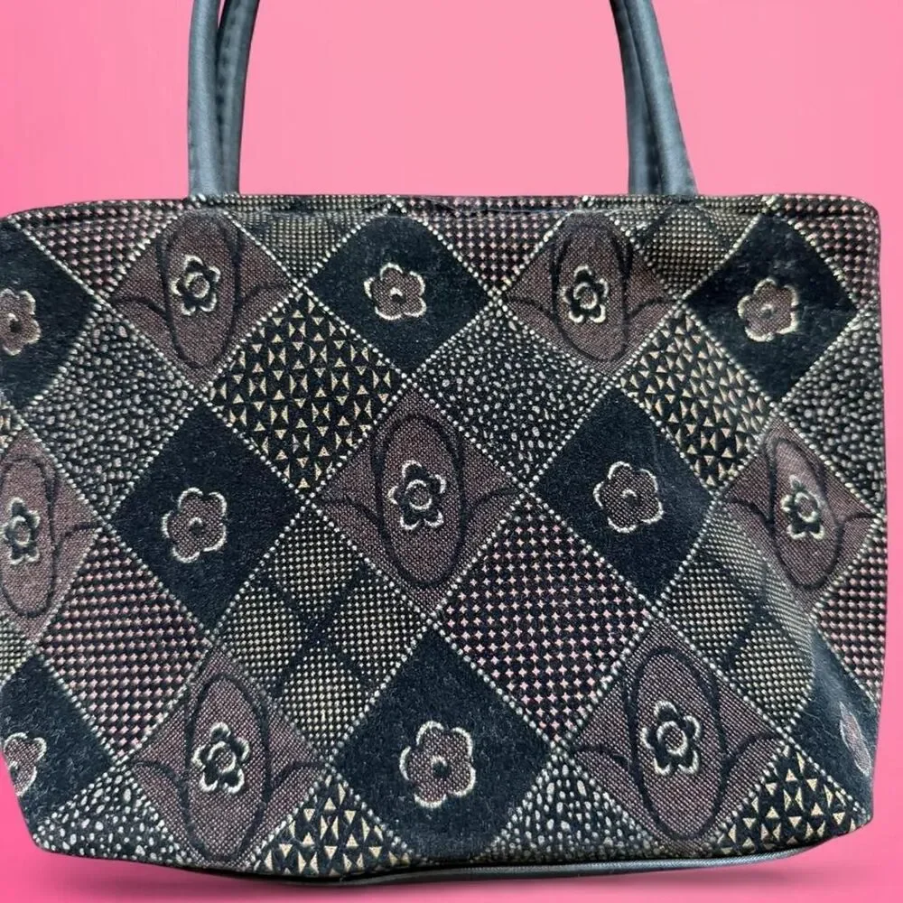 vintage 90s y2k patchwork mini tote bag